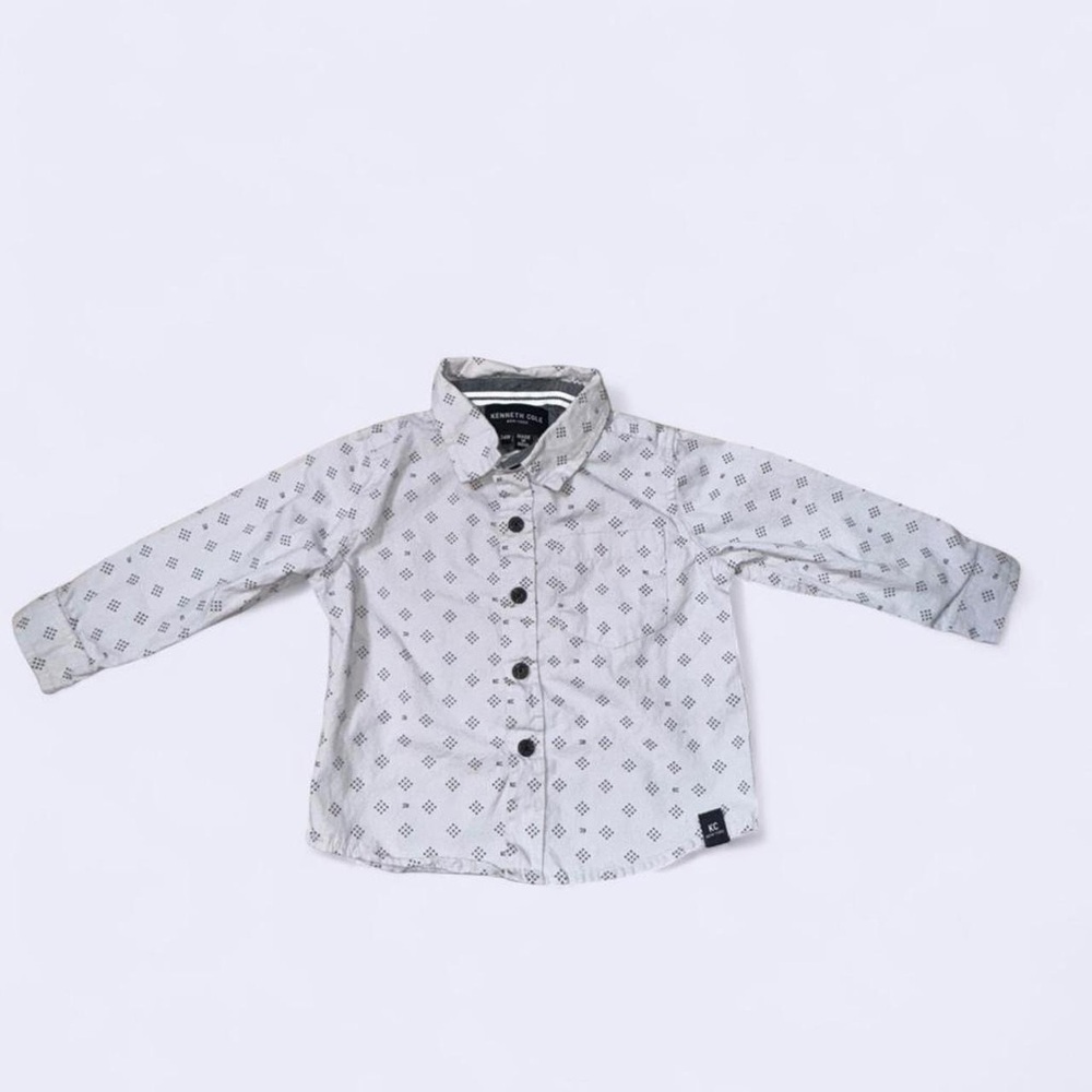 Kenneth Cole New York Baby Boy Button-Up Shirt 24M Gray Geometric Print